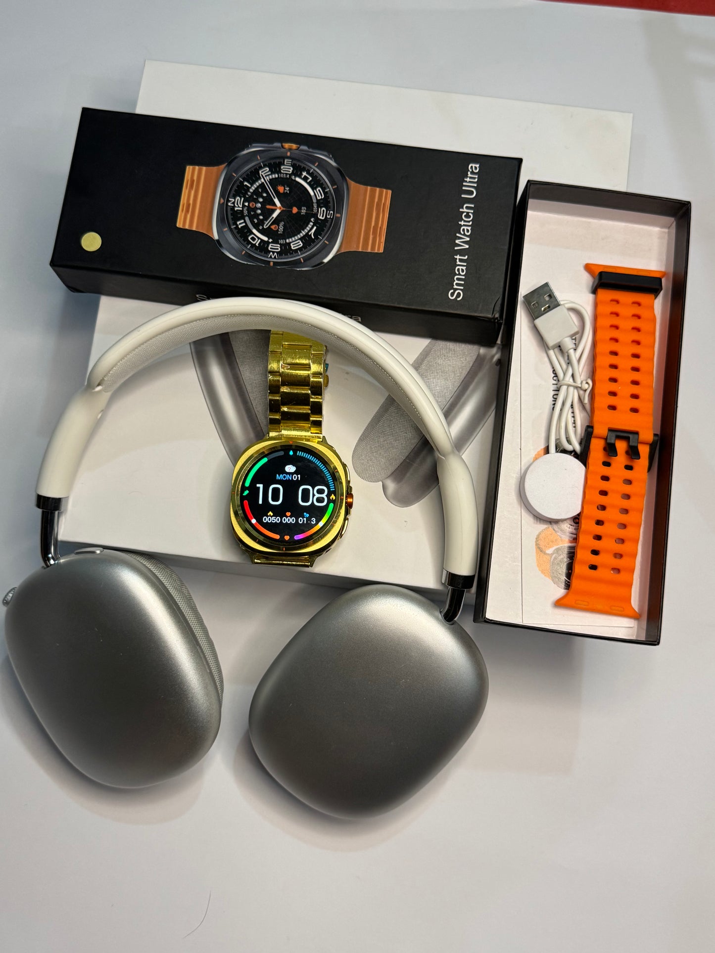 Samsung Smart Watch Ultra Gold Edition + Apple Headphones