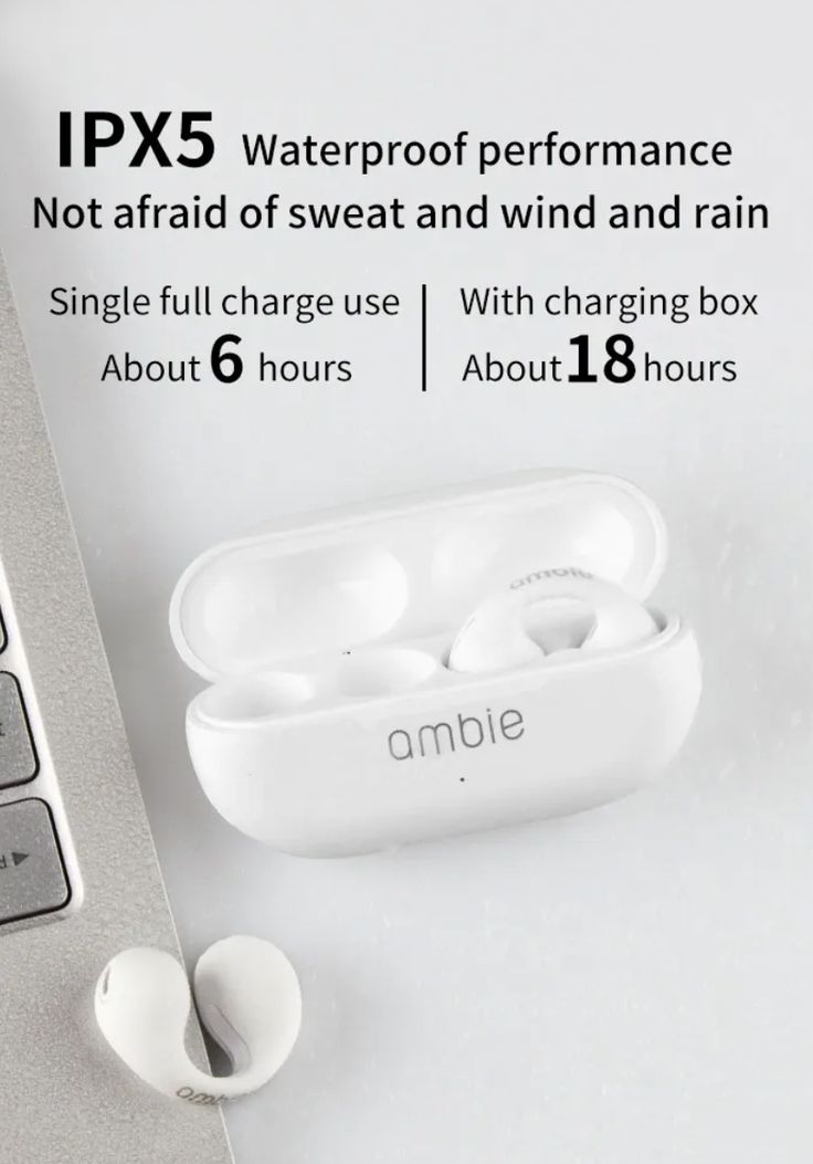 Ambie Sound Earcuffs | Wireless Earphone | 6 Hours Playback | Bluetooth 5.2 | IPX5 Waterproof | Air Pods