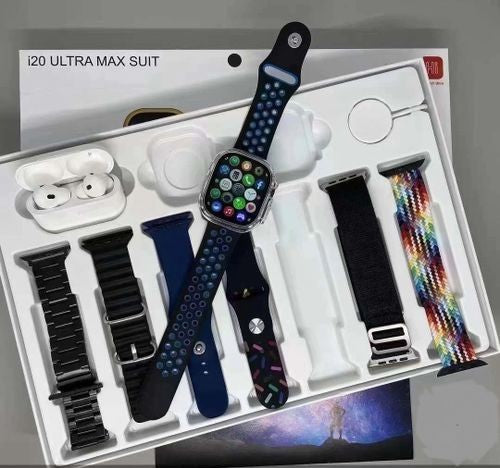 I20 Ultra Max Suit Smartwatch, 10 in 1 Set with AirPods 2, 2.3-Inch Display