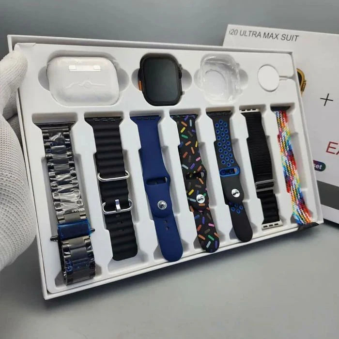 I20 Ultra Max Suit Smartwatch, 10 in 1 Set with AirPods 2, 2.3-Inch Display